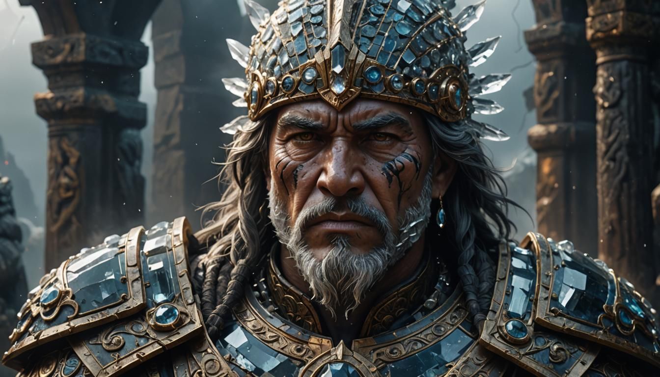 Crystal Bust of an Ancient Warrior: Digital Matte Painting