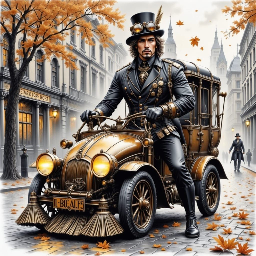 Steampunk Street Cleaner on Beetle Sweeper