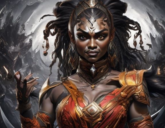 Detailed Klingon Portrait with Black Skin in 8K