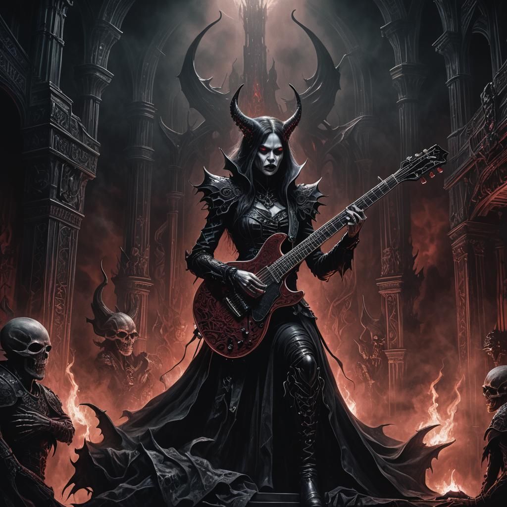 Vampire Guitarist in Dark Gothic Concert