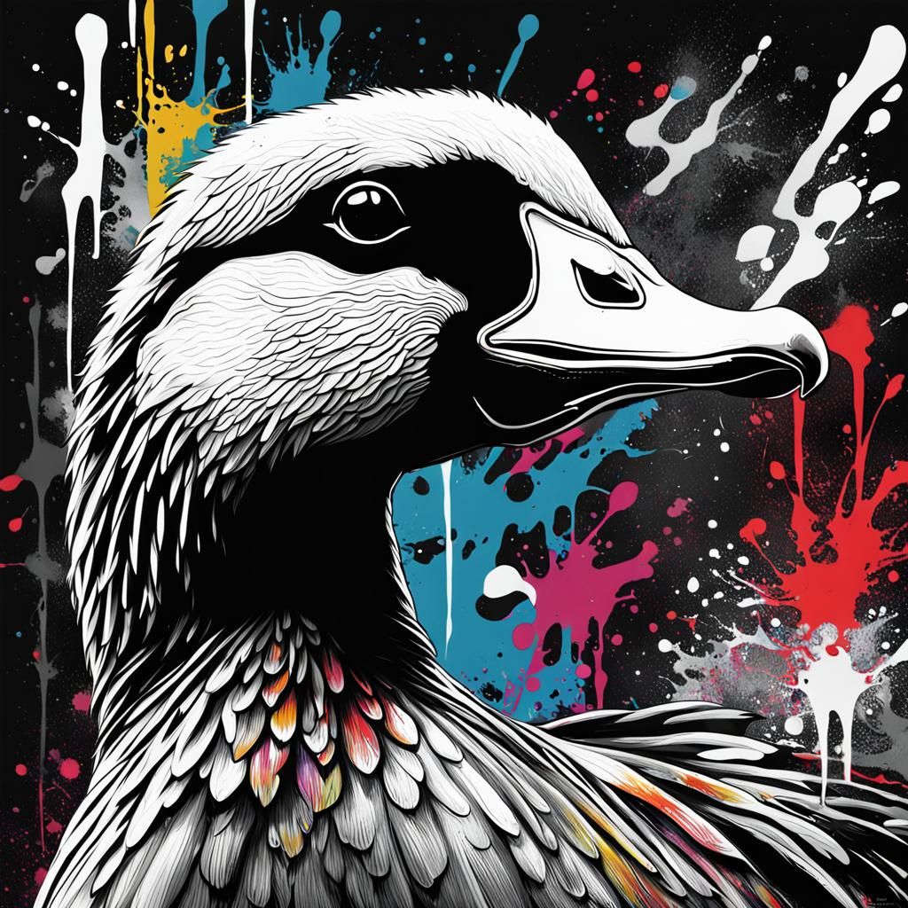 Outlaw Goose Graffiti Poster in Black and White