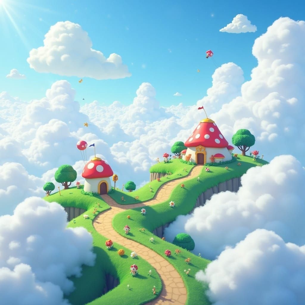 Whimsical Cloud Kingdom of Mario and Luigi
