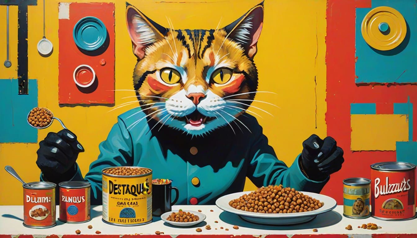 Comical Food Taster in Vibrant Expressionism