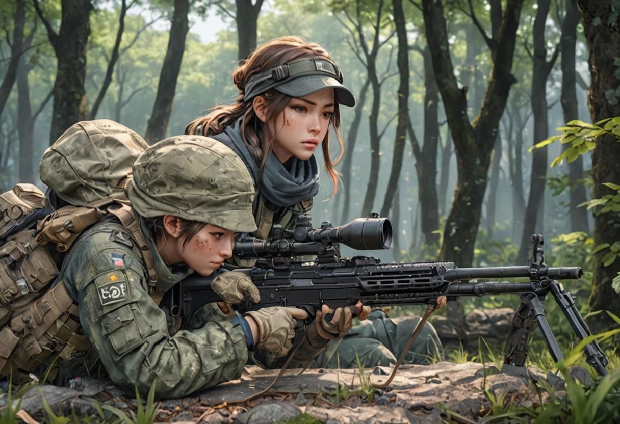 Anime Style Female Sniper Concept Art