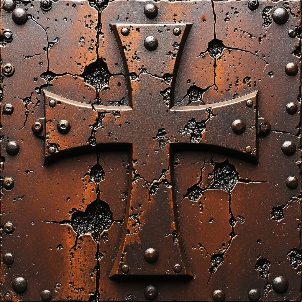 Iron Cross Bas-Relief on Distressed Leather