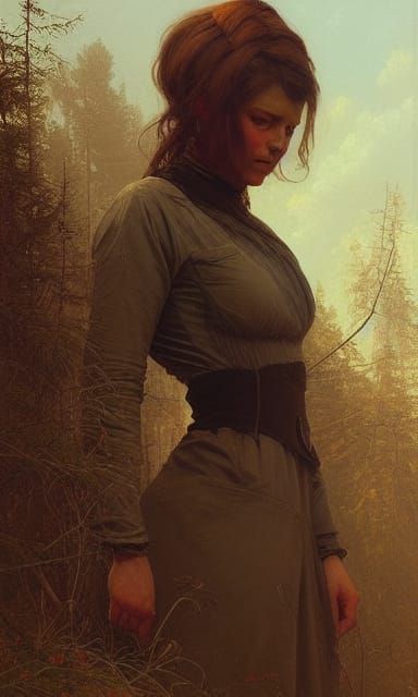 Woman Builds Brick Wall in Surreal Environment