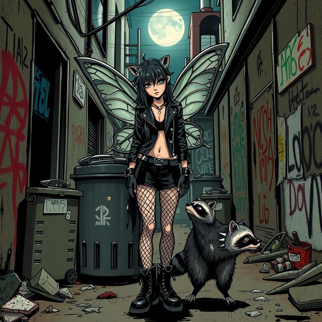 Punk Fairy Princess in Urban Ghetto, Neo-Expressionist Art