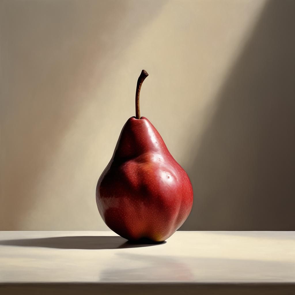 Red Pear Still Life in Morandi Style