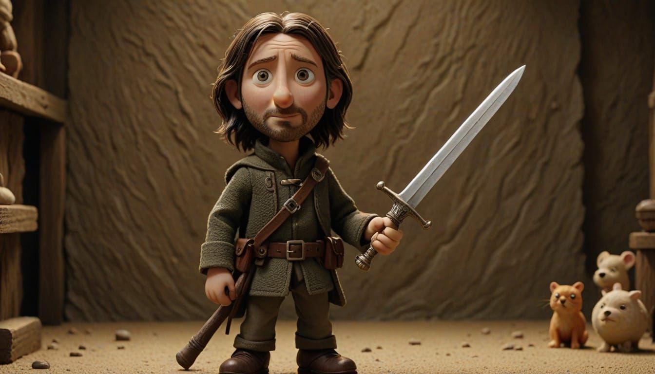 Hyperrealistic Claymation Portrait of a Weathered Ranger