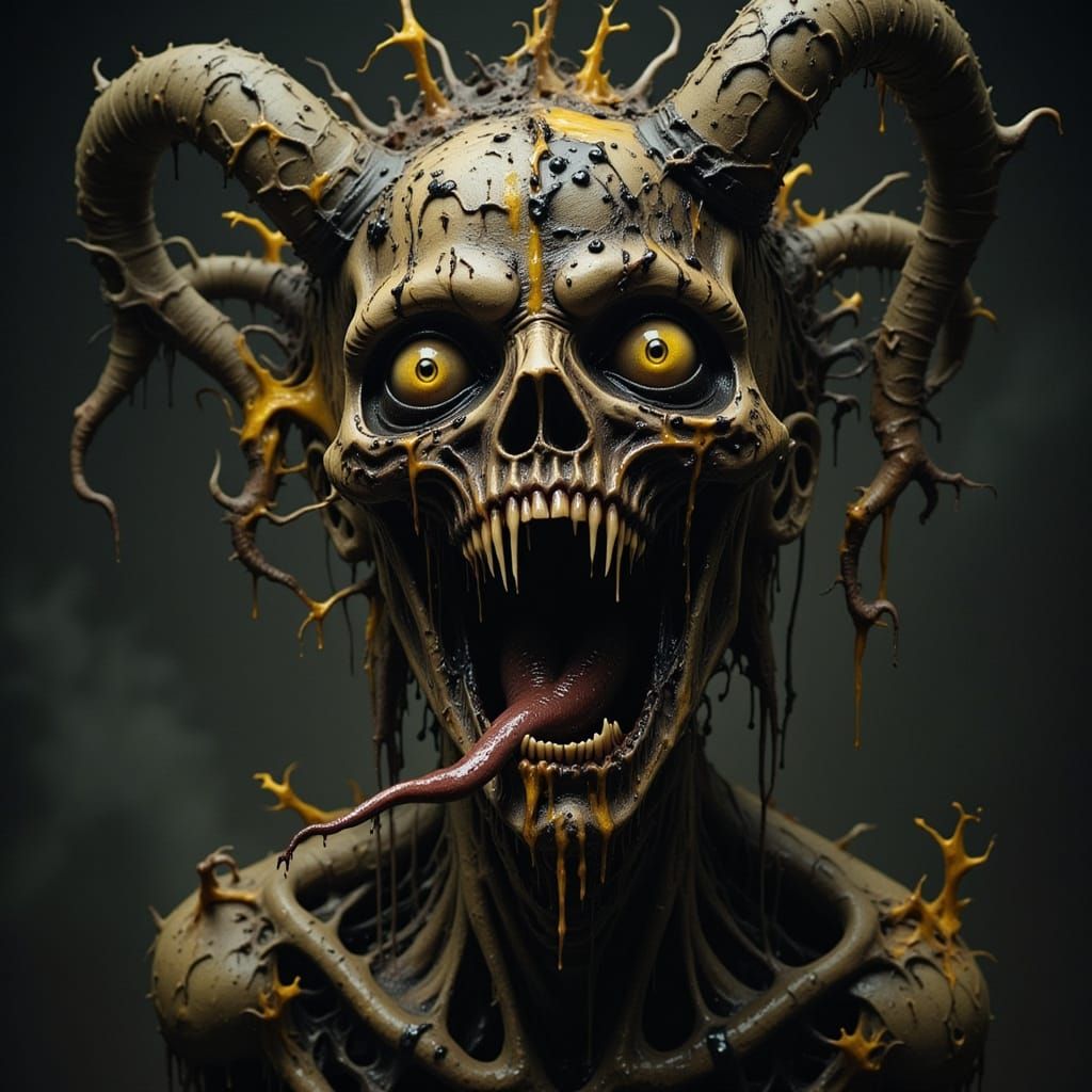 Nightmarish Demon Face in Surreal 3D Rendering