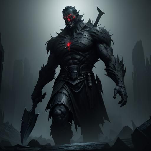 Towering Stone Creature with Glowing Veins