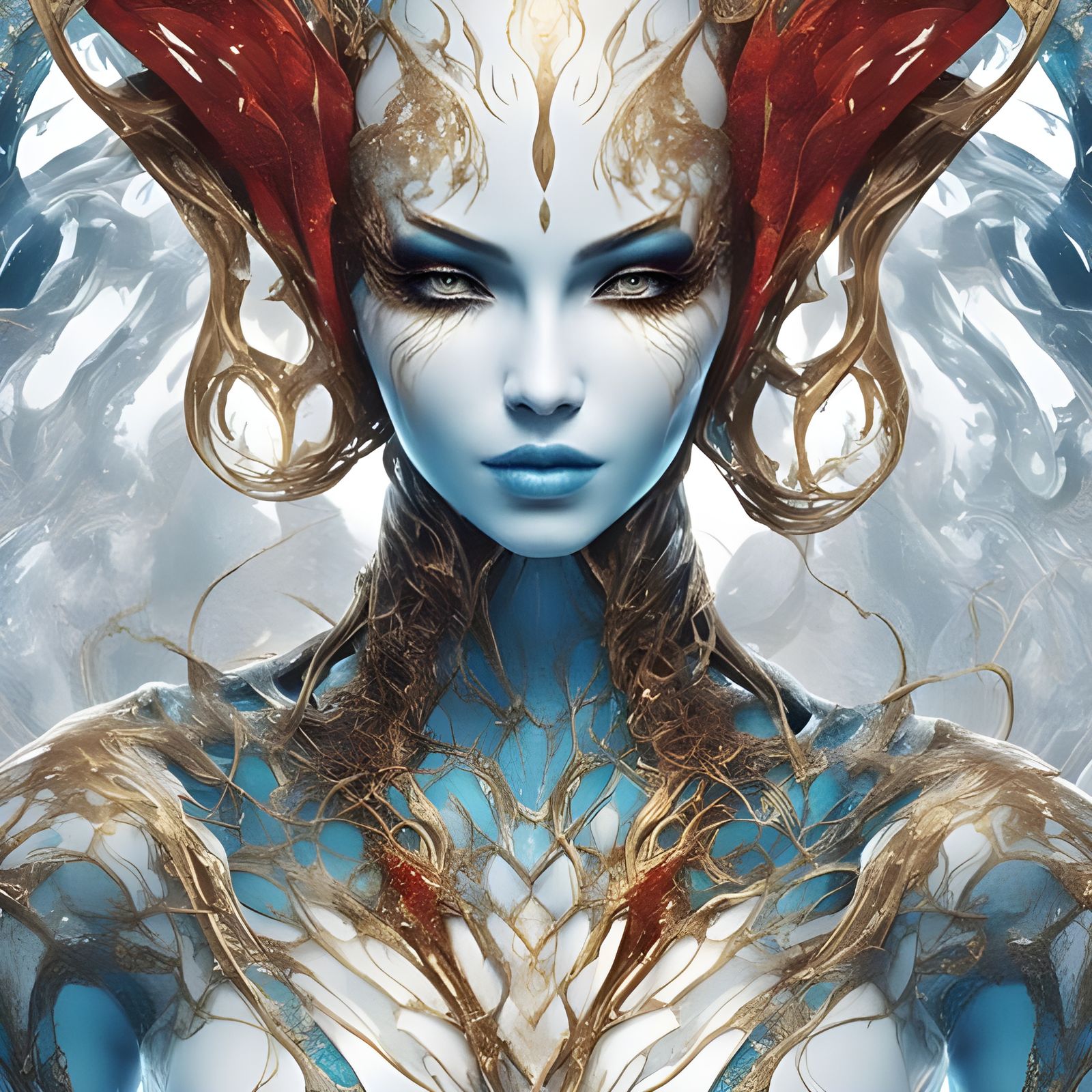 Porcelain Alien Portrait with Labyrinth Face Paint