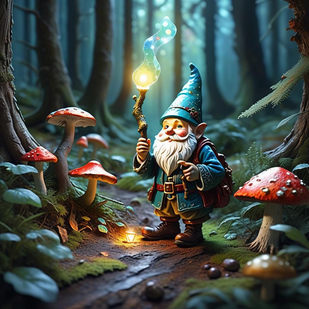 Gnome's Treasure Hunt in Watercolor Forest