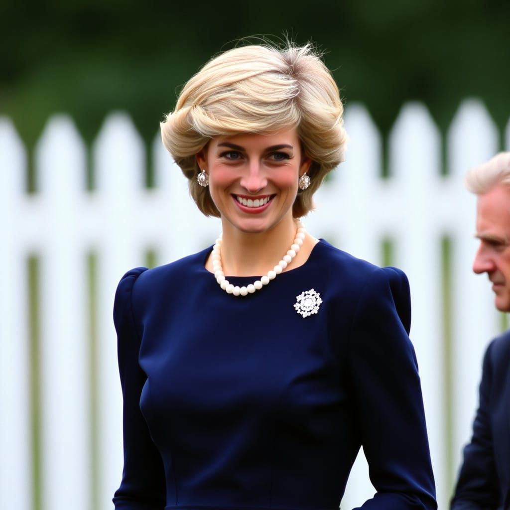 Princess Diana in Elegant Navy Gown