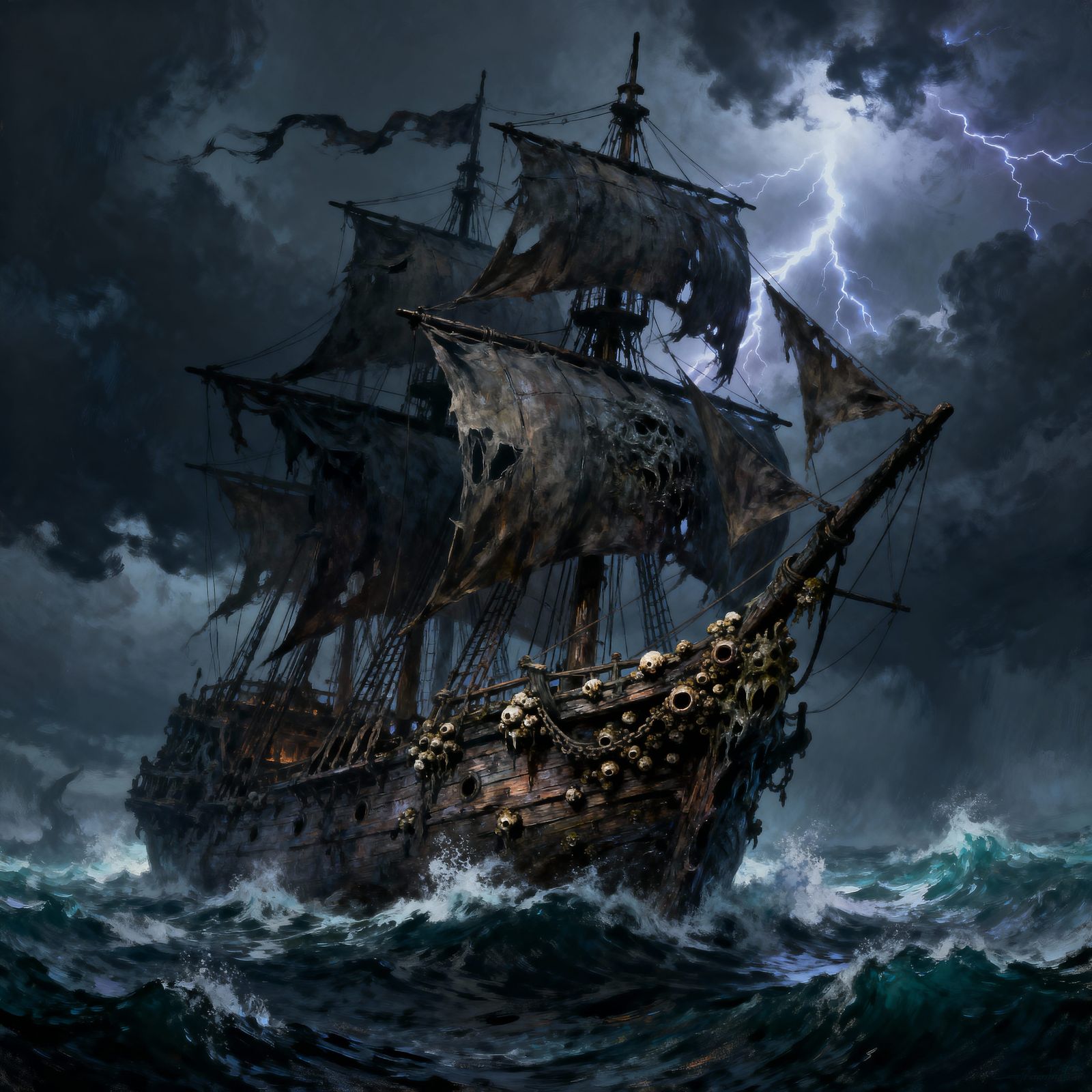 Cursed Monster Ship on Stormy Seas