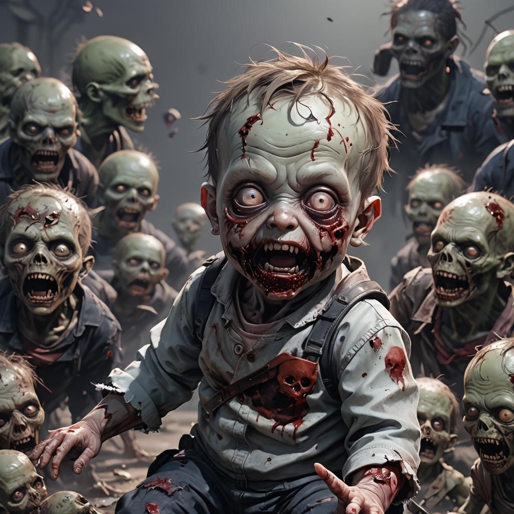 Detailed 3D Anime Zombie Baby Art