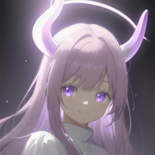 Anime Girl with Horns in Soft Pastel Watercolor