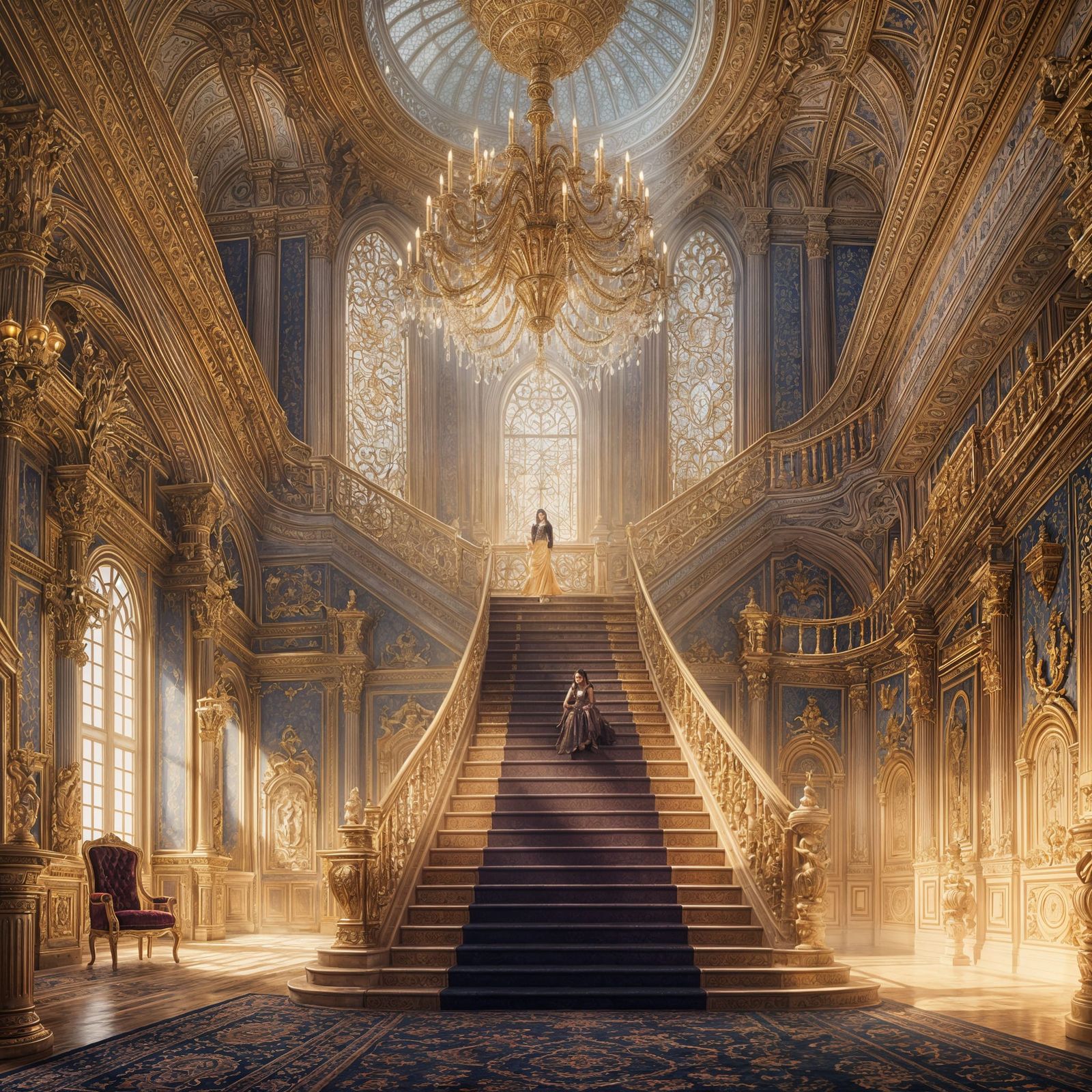 Elegant Royal Manor Interior in Hyperrealistic Detail