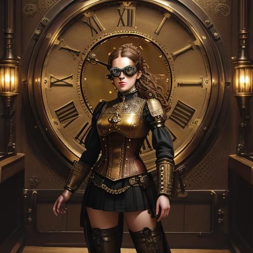 Steampunk Princess with Clockwork Time Machine