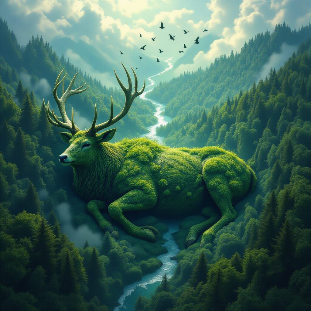 Enchanted Forest Shaped Like a Sleeping Stag