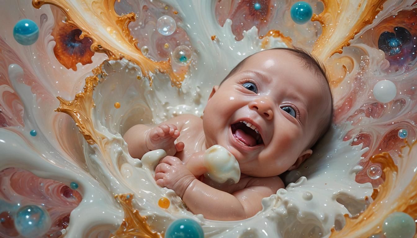 Ethereal Babies in Cosmic Landscape: Hyper-Realistic Digital...