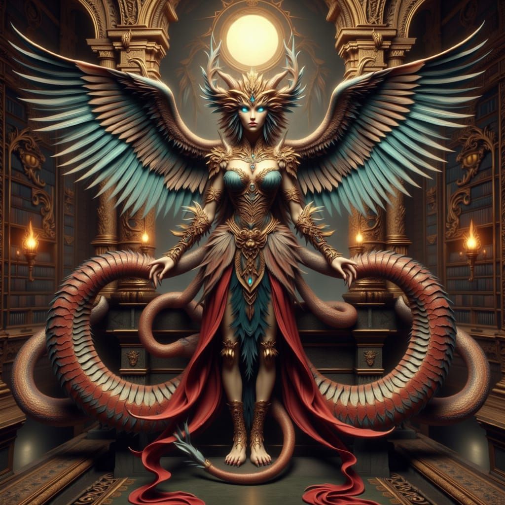 Clockwork Sphinx Woman Guards Library Portal