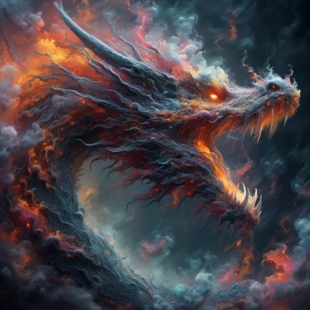 Interstellar Dragon with Colored Smoke Effects