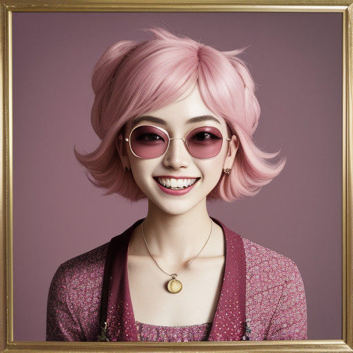 Vibrant Punk Girl with a Humorous Smile in Pastel Colors