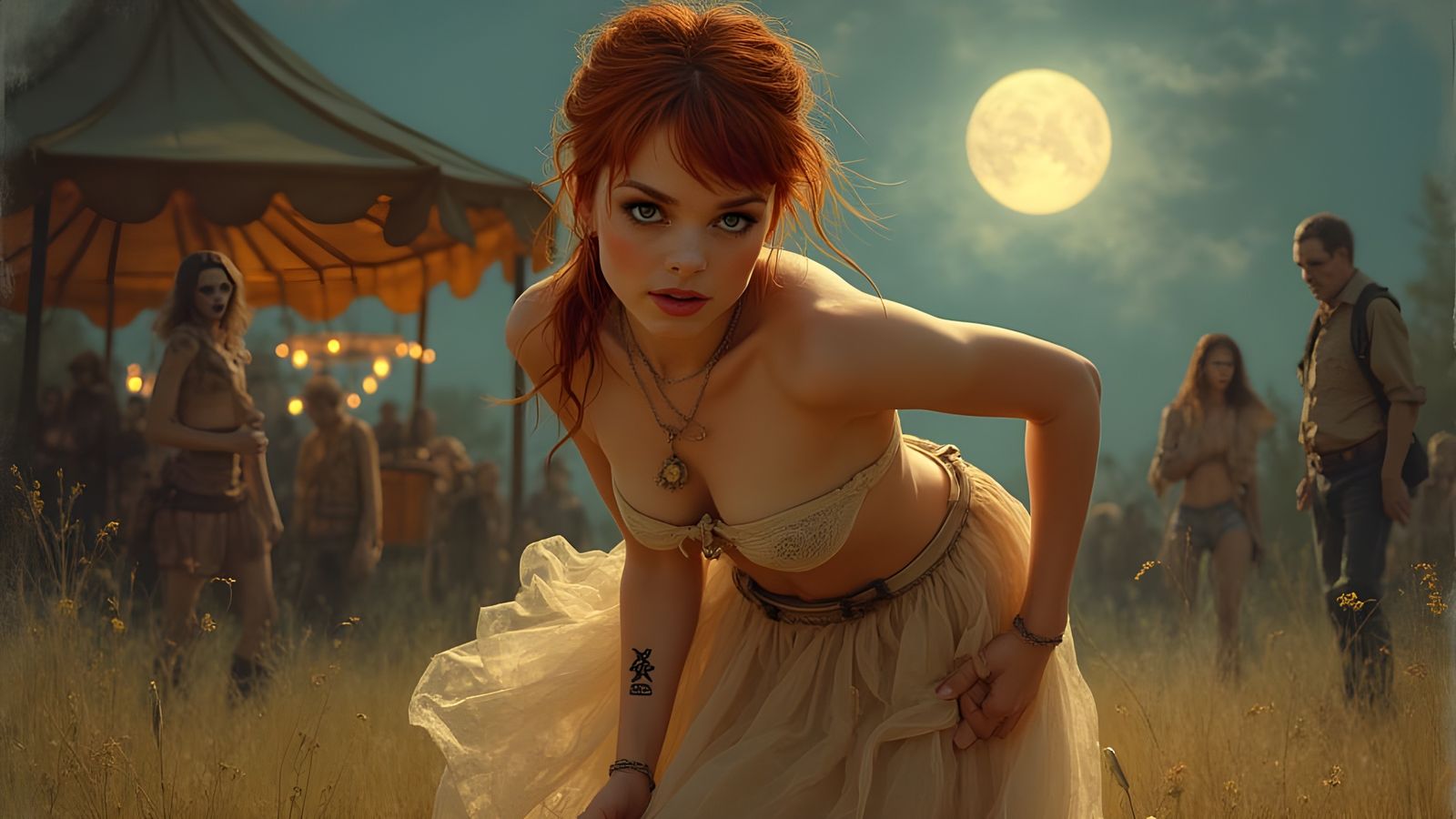 Pin-Up Girl Picks Axe at Zombie Harvest Festival