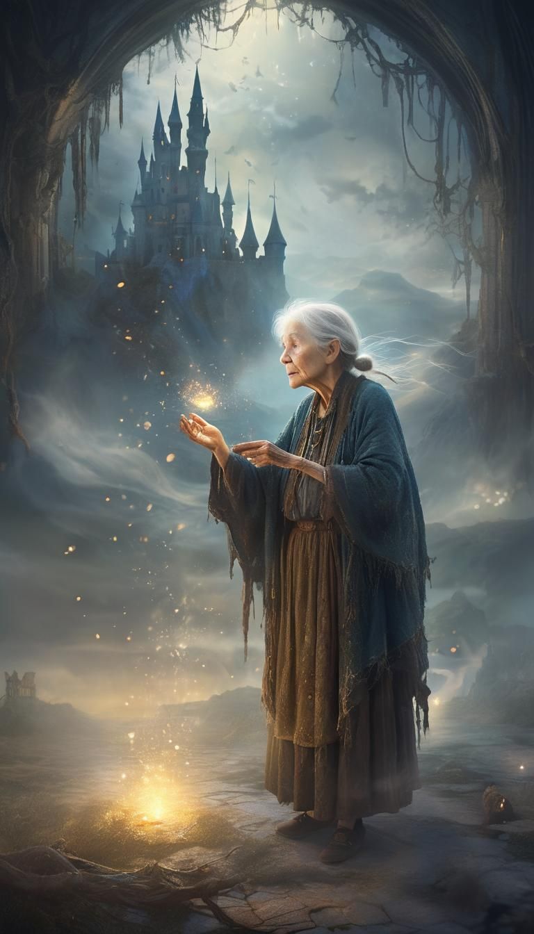 Magical Ash Scattering in Dark Fantasy Style