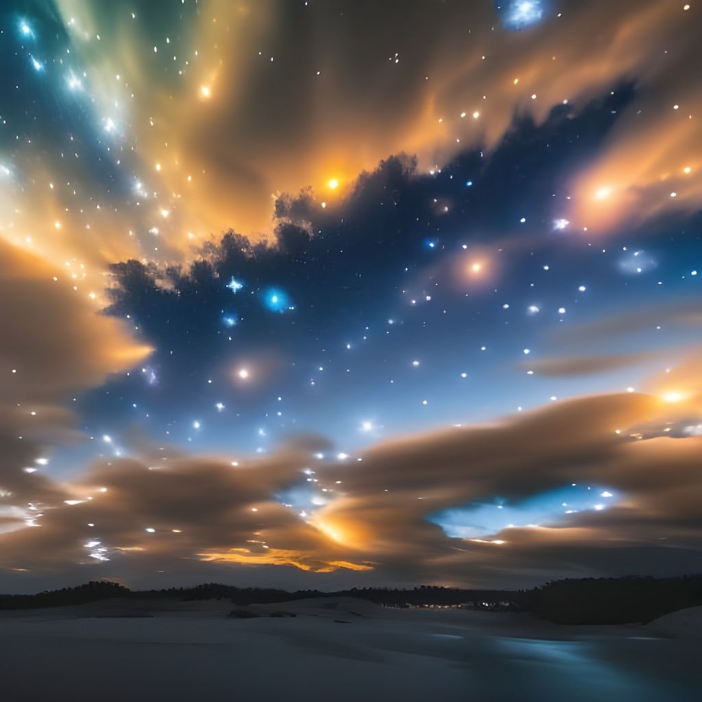 Lustrous Starry Night Sky in Cosmic Colors