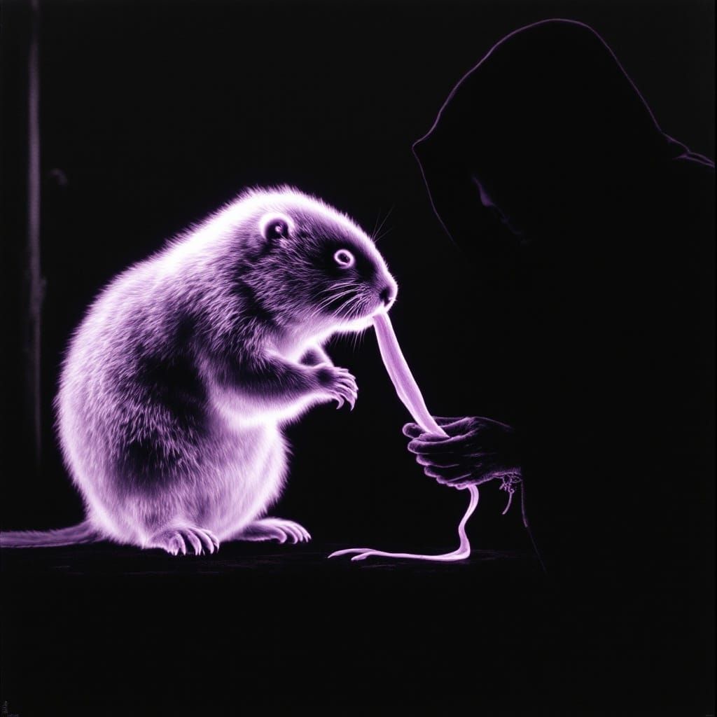 Grim Reaper Sharing a Fruit Rollup With A Beaver