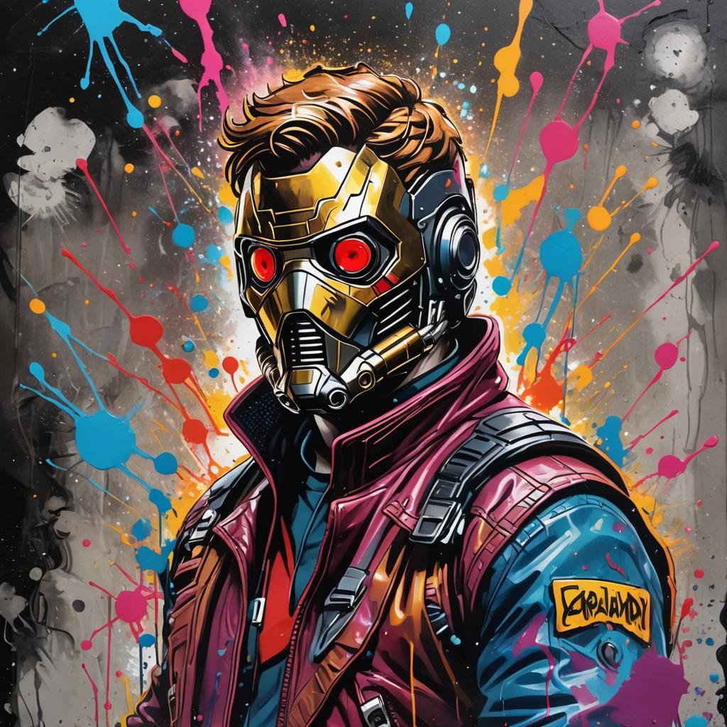 Star Lord Graffiti Art in Polychromatic Style