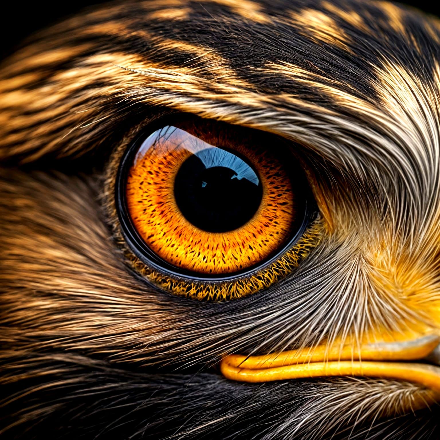 Ultra-Macro Hawk Eye in Hyperrealism