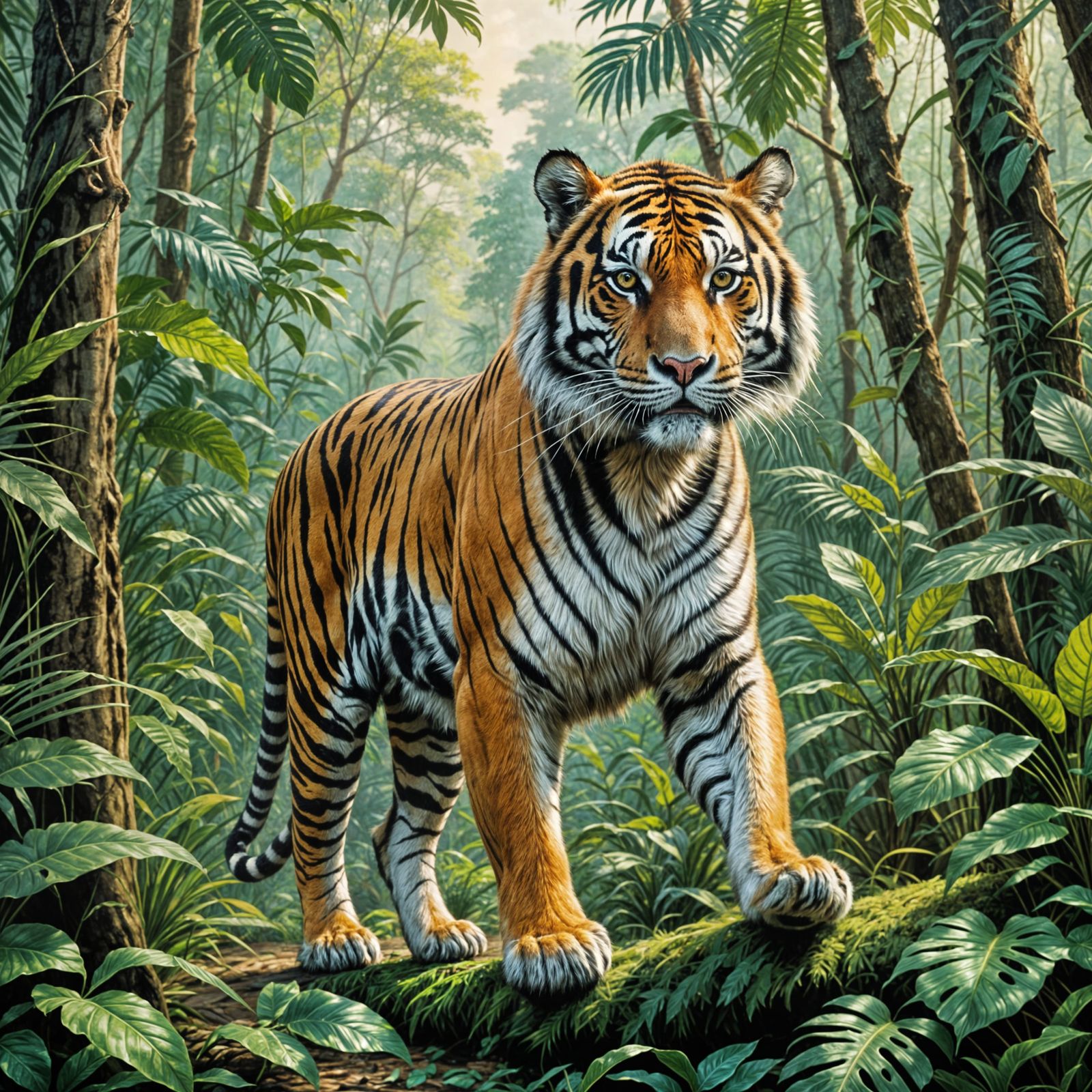 Tiger in a Vibrant Jungle Masterpiece