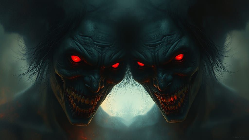 Terrifying Shadow Vampire in Ethereal Oil Painting