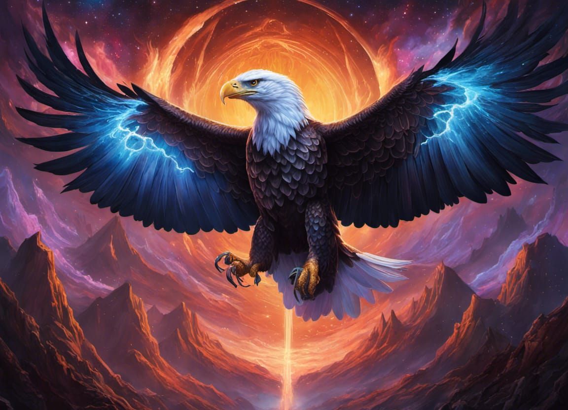 Cosmic Eagle-Dragon Soars Through Starry Space