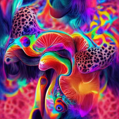 Psychedelic Shrooms in Dreamlike Haze