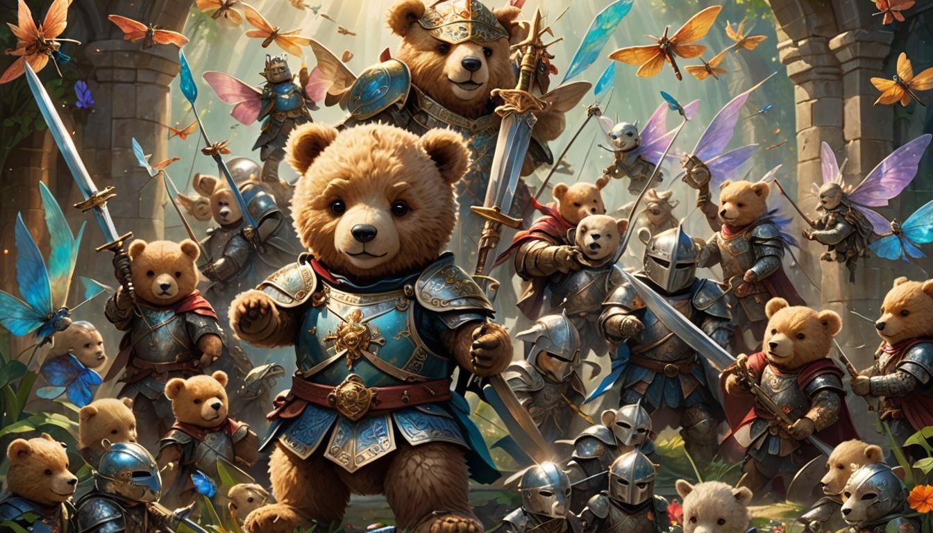 Teddy Bear Knight in Whimsical Fantasy Art