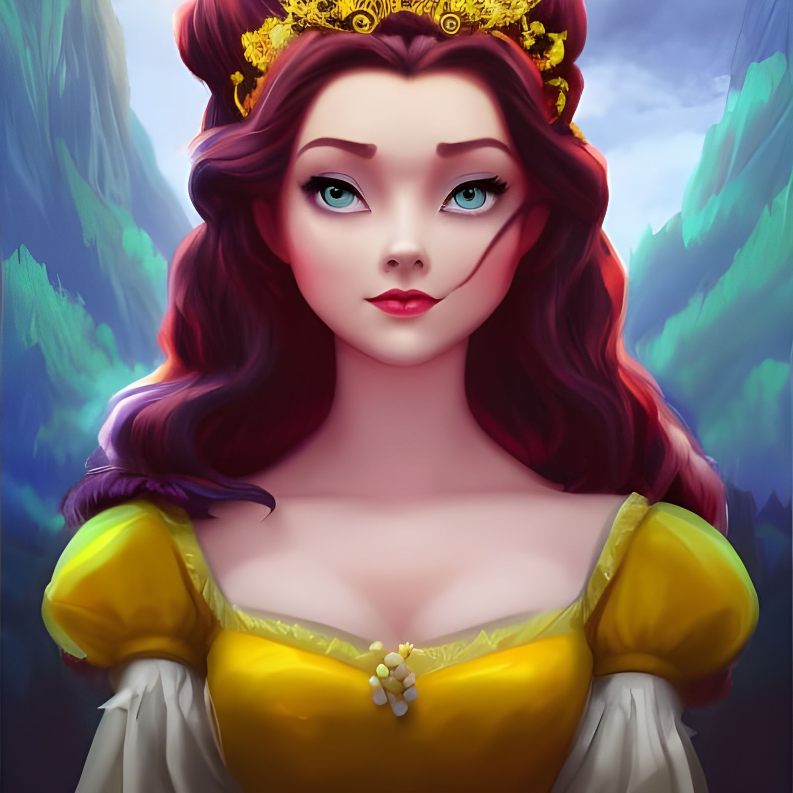 Princess Belle iPhone Screensaver in Fantasy Art Style