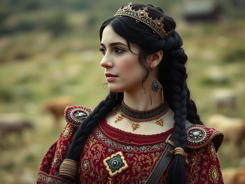 Regal Anglo-Saxon Noblewoman in 9th Century Attire