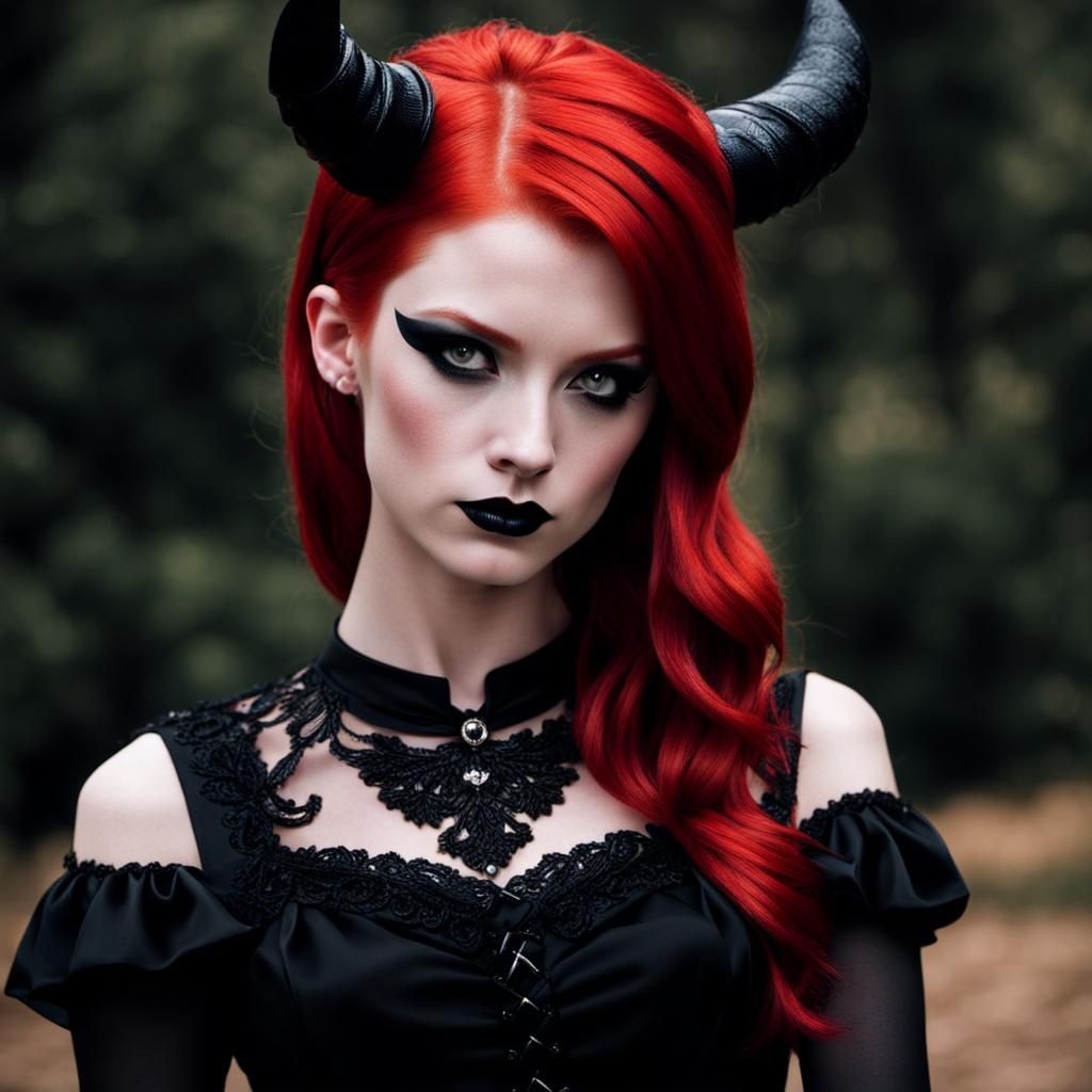 Red-Headed Devil in Gothic Dress