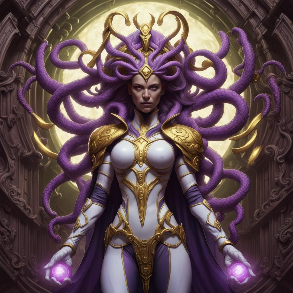 Medusa as Marvel's Annihilus in Dark Fantasy Style