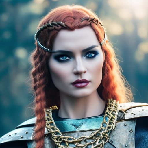 Redhead Viking Princess in Chain Armor Portrait