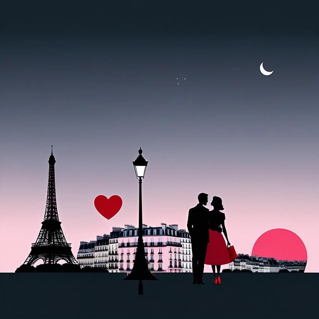 Abstract Silhouette Love in Paris Collage