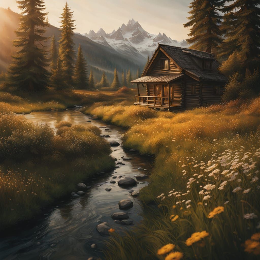 Serene Alpine Meadow in Spring with Majestic Peaks