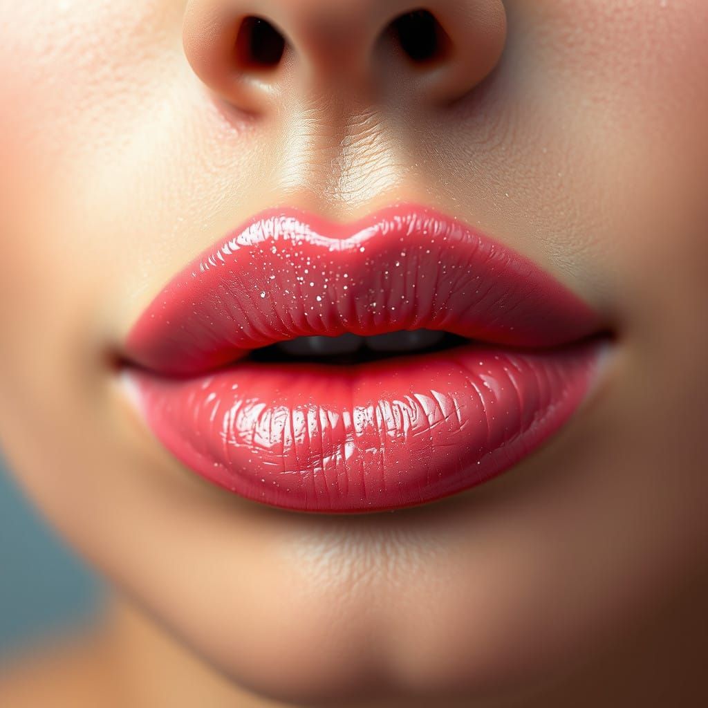Soft Focus Rose Petal Lips in Hyper-Realistic Style