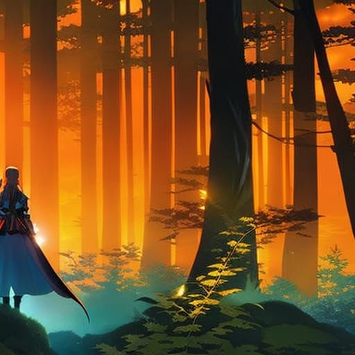 Fantasy Saint with Birds in Ghibli Anime Style