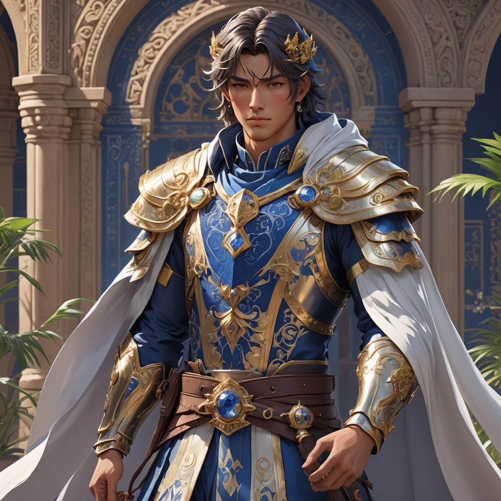 Wise Prince of the Sapphire Oasis in 3D Anime Art