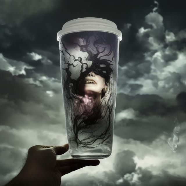 Nightmare Sky in Coffee Cup: Horror Masterpiece